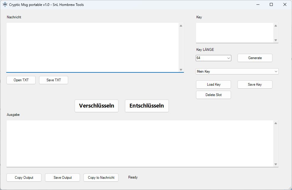 Oberfläche von Cryptic Msg Portable